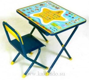 складыне стул и стол для детей с развивающей столешницей и с пеналом